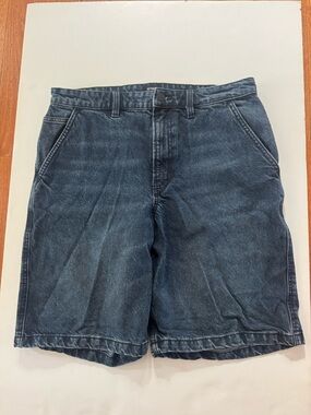 Men's Denim Baggy Shorts in Dark Blue